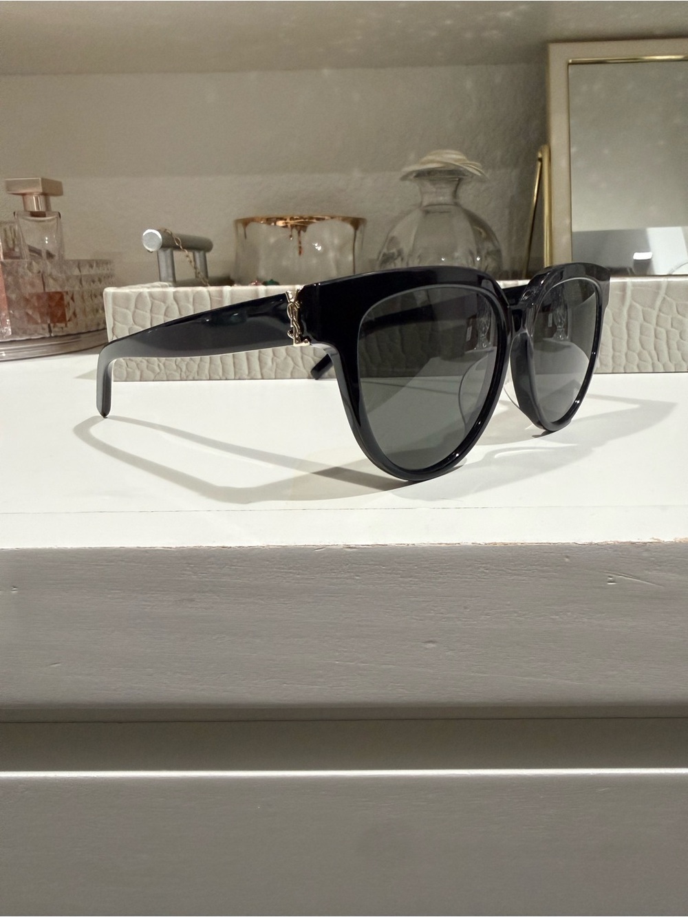 Yves Saint Laurent Black Sunglasses with Gold Accent